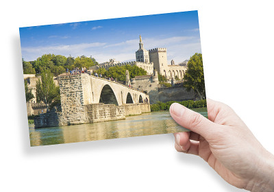 阿维尼翁(Avignon)城市，中世纪的圣贝内泽特桥(Saint Benezet，欧洲-法国-普罗旺