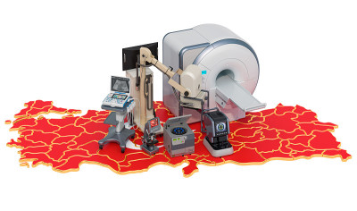 土耳其的医学诊断和研究，在白色背景上孤立的3D渲染