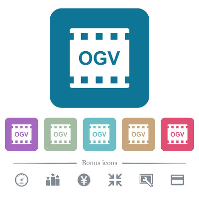 OGV电影格式平面图标的颜色圆形方形背景