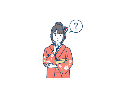 穿着和服的女人思考插图