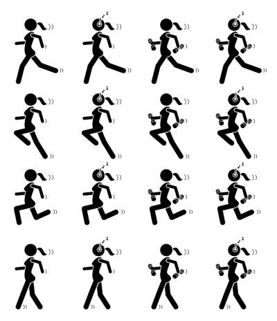 一组女人象形文字。说明打印矢量
