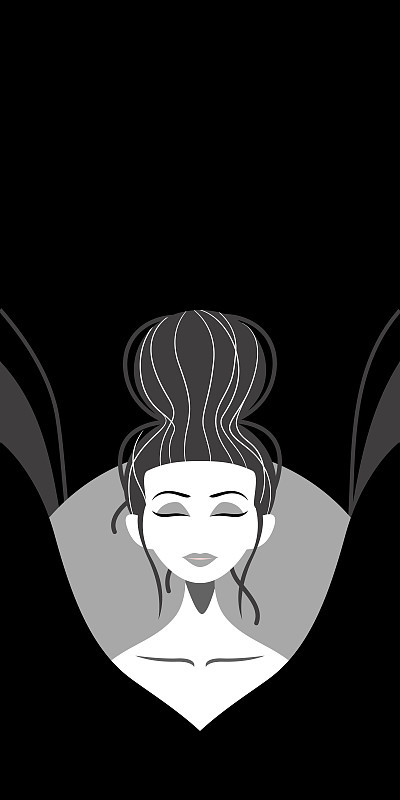 单色背景插图与女人