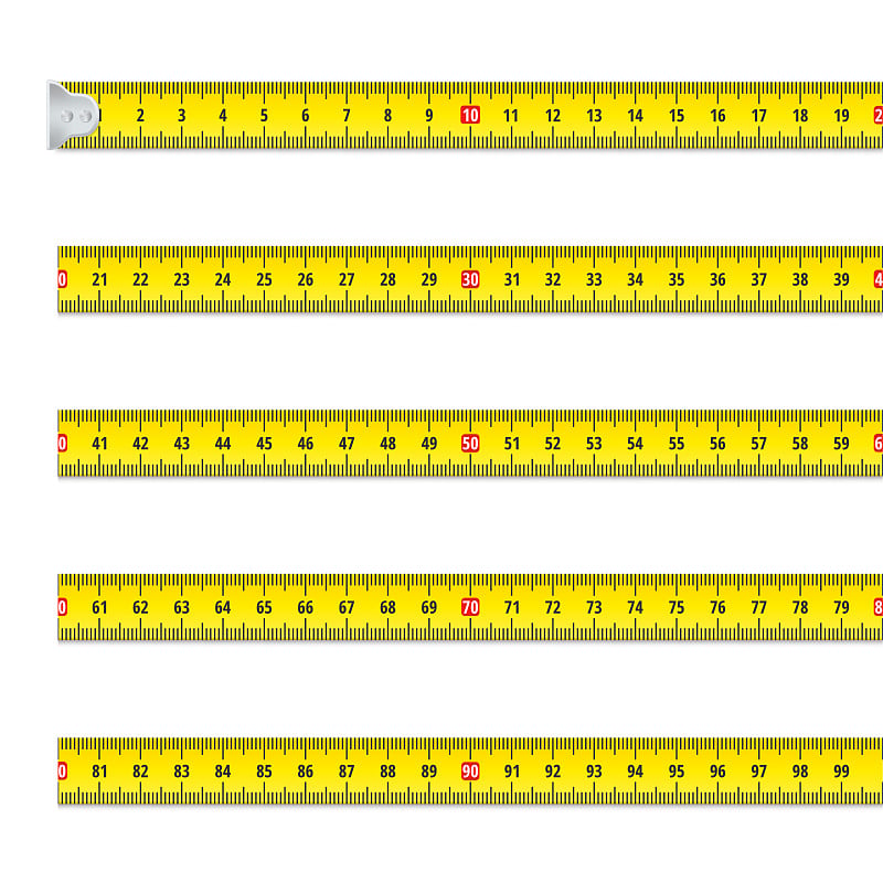 收集真实的测量磁带向量黄色米厘米直线与比例尺