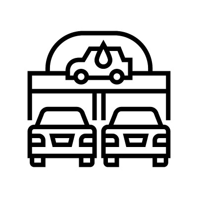 自动洗车服务线图标矢量插图