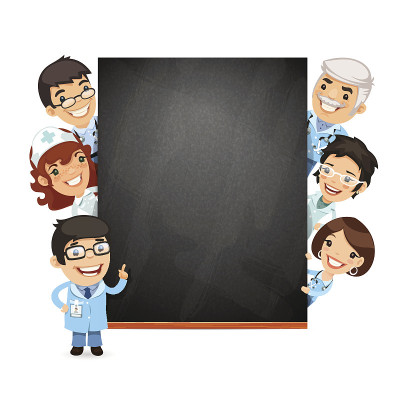 医生展示空黑板