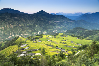 越南西北部山区梯田的美丽画面