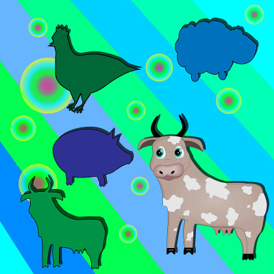 一个动物拼图的矢量插图。