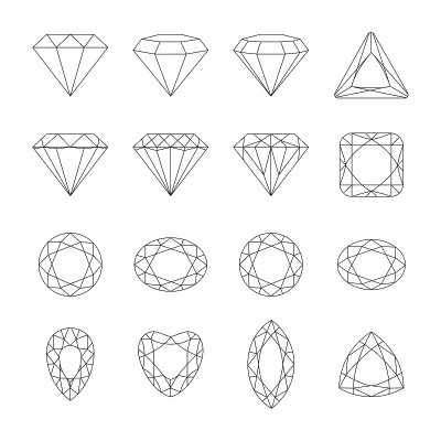 钻石矢量图标集。