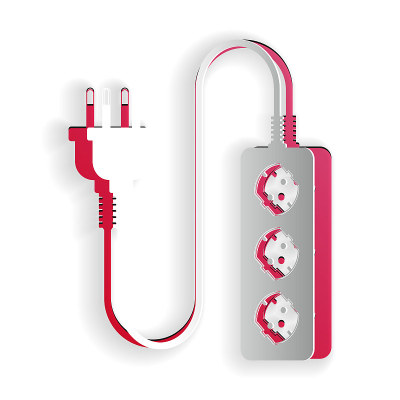Paper cut Electric extension cord icon isolated on