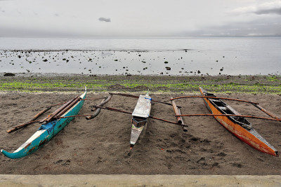 传统的菲律宾邦卡支腿渔船。Dumaguete-Negros Oriental-Philippines
