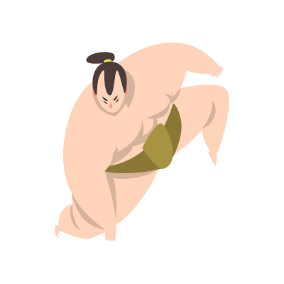 su潮湿运动员角色战斗，日本武术战士矢量插图上的白色背景