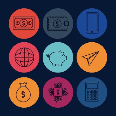 一组金融科技图标