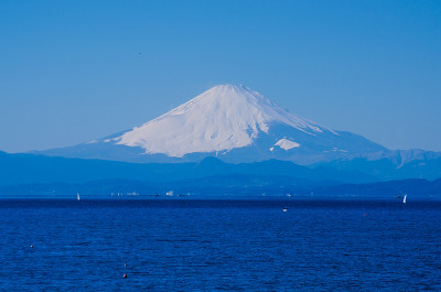 富士山及相模湾(垂直位置)
