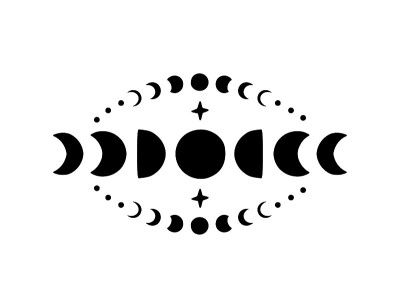 当代月相艺术。手绘神圣几何学月亮。