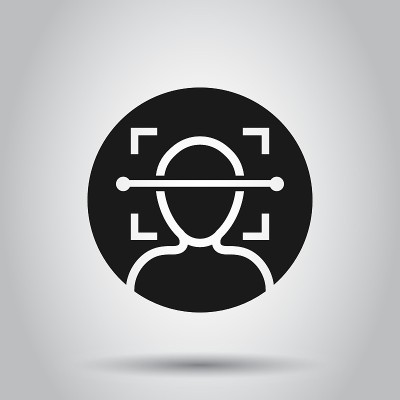 Face scan icon in flat style. Facial id vector ill