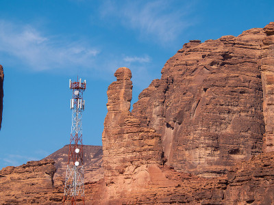 露头地质构造，在冬季公园，在沙特阿拉伯的Al Ula