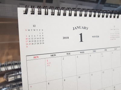 2018年1月日历