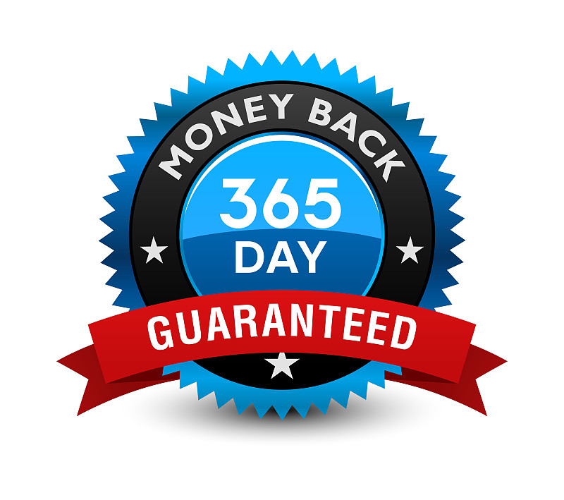 Excellent blue colored 365 day / 1 year money back