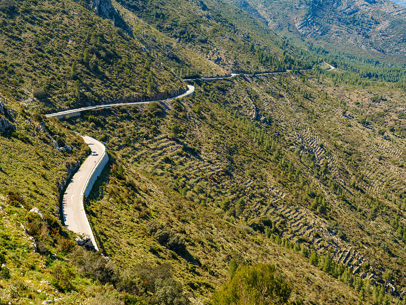 西班牙山区景观中的道路