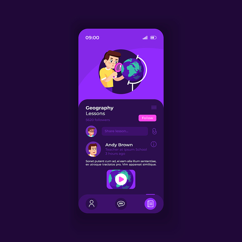 Educational application smartphone interface vecto