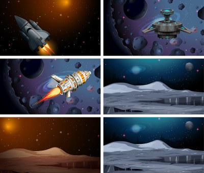 一组宇宙飞船场景