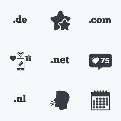 顶级域名的迹象。De, Com, Net和Nl。