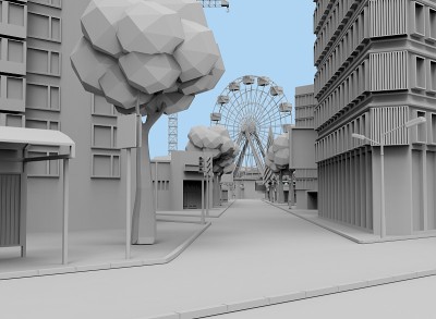 黑白城市3d渲染