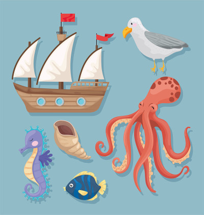 六个海洋图标