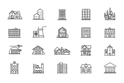 Vector set of buildings. Houses of different archi