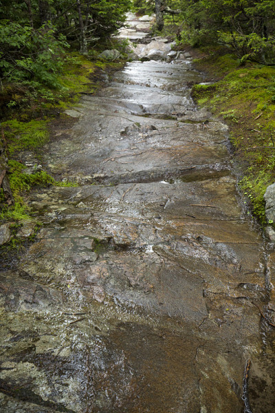 基尔萨奇山上潮湿小道上的冰川沟槽。
