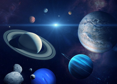 太阳系的行星和太阳。