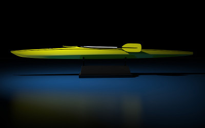 Kayak在背景。3 d渲染。