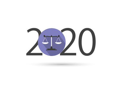 2020年，正义的天平。律师、律师和法律的概念