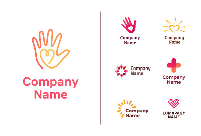 Set of different logos for charity, a non-profit o