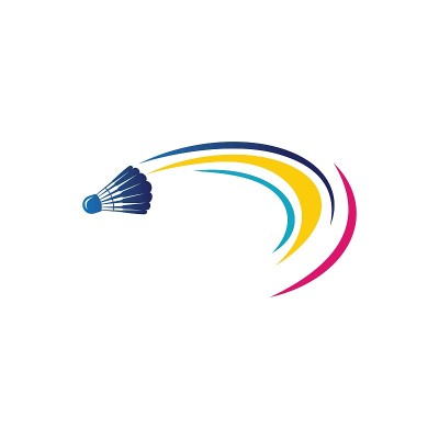 羽毛球图标与抽象的Swoosh，运动标志和羽毛球锦标赛标志