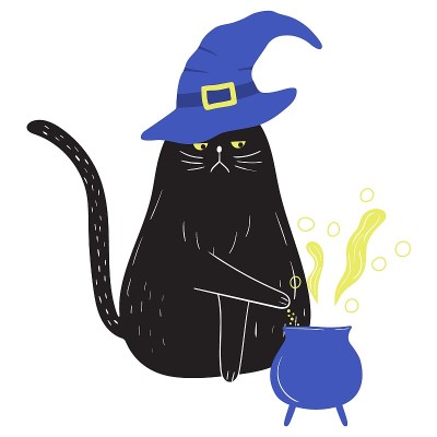 不爽的黑色万圣节猫