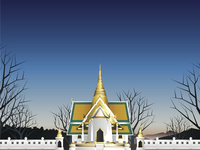 寺亭墙幽林