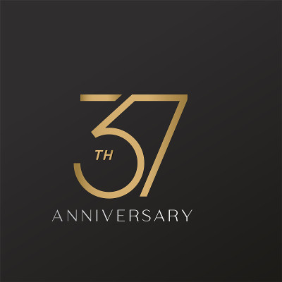 37周年庆典标志与优雅的数字金光设计