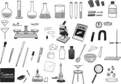 单色科学实验工具/设备集矢量材料