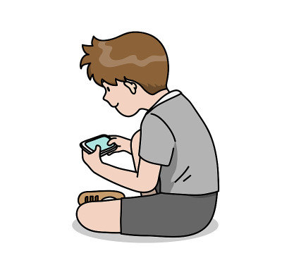 青少年在智能手机上玩电子游戏