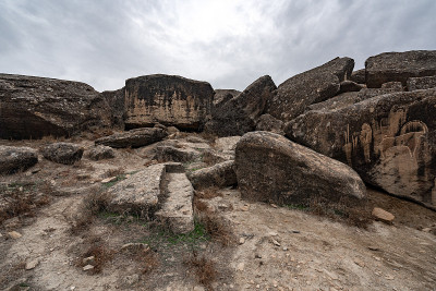 古代文明的遗迹。Gobustan储备、阿塞拜疆