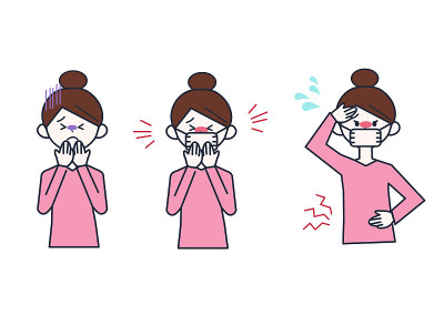 患有咳嗽和发烧的妇女