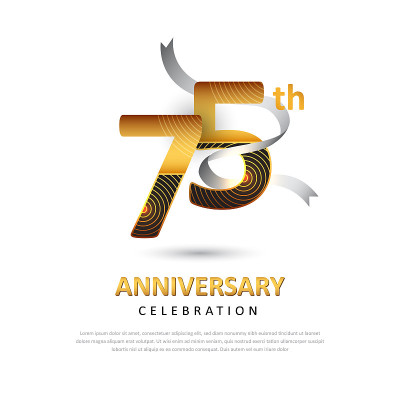 75年创意周年庆典模板设计丝带