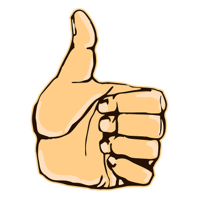 Realistic thumbs up icon graphic