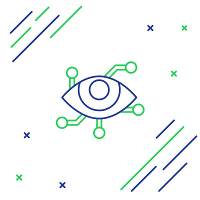 线虚拟现实图标孤立在白色背景。色彩斑斓的轮廓的概念。向量