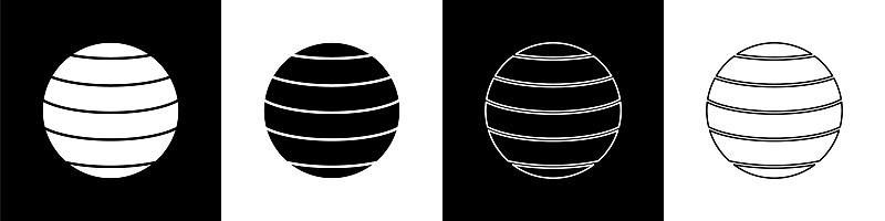 设置行星金星图标孤立的黑色和白色背景。向量