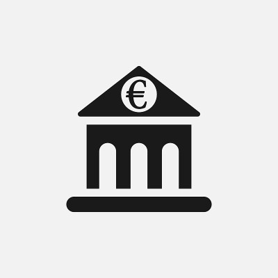 欧元银行图标插图。金融机构建设标志。