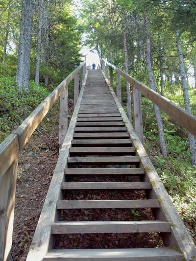塞基纳亚山北坡的楼梯，19世纪。神圣升天飞盘。Solovetsky修道院。Solovki群岛