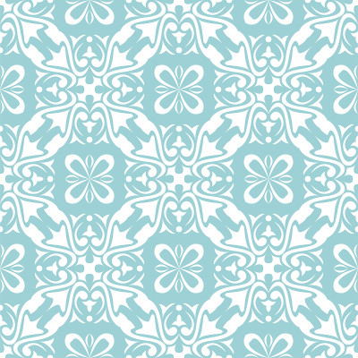 Floral seamless background. White design on blue b