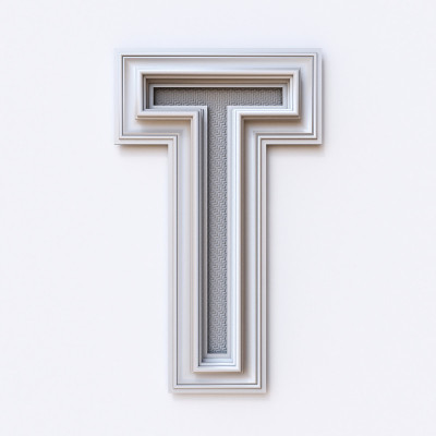 白色画框字体字母T 3D